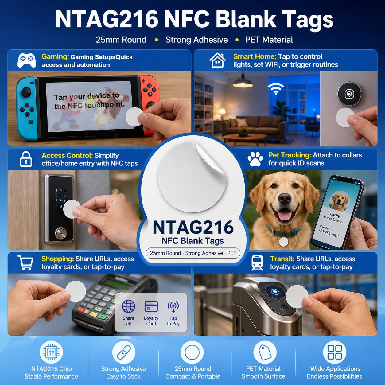 Amazon.co.jp：NTAG216 NFCステッカー 50枚パック、25mm プログラム